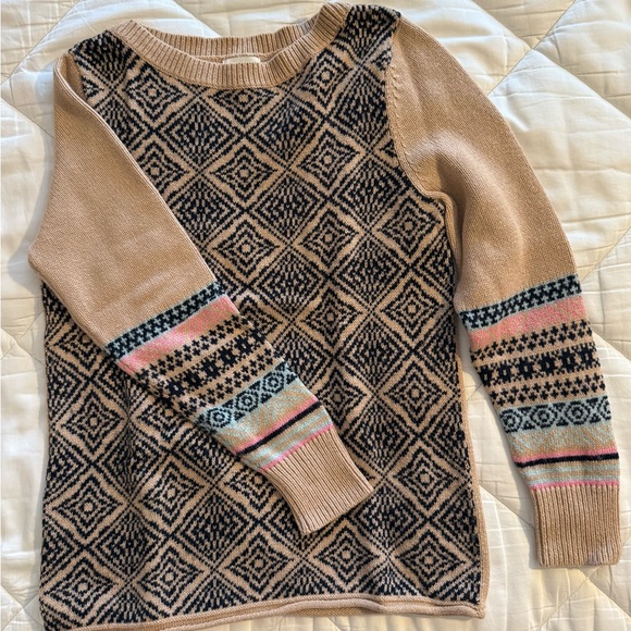 Sundance Sweaters - Sundance Tan and Black Patterned Crew Neck Sweater